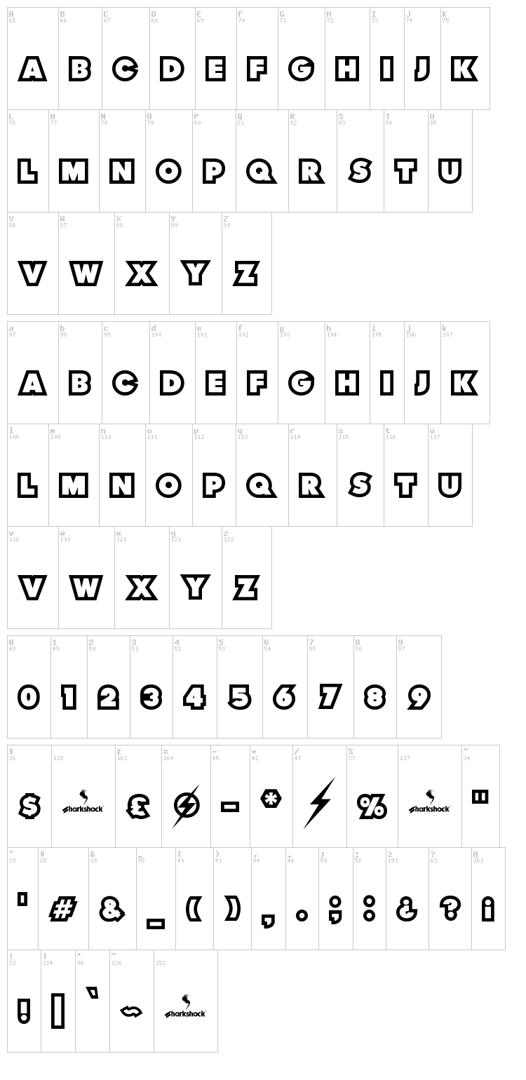 Thunder Lord font map